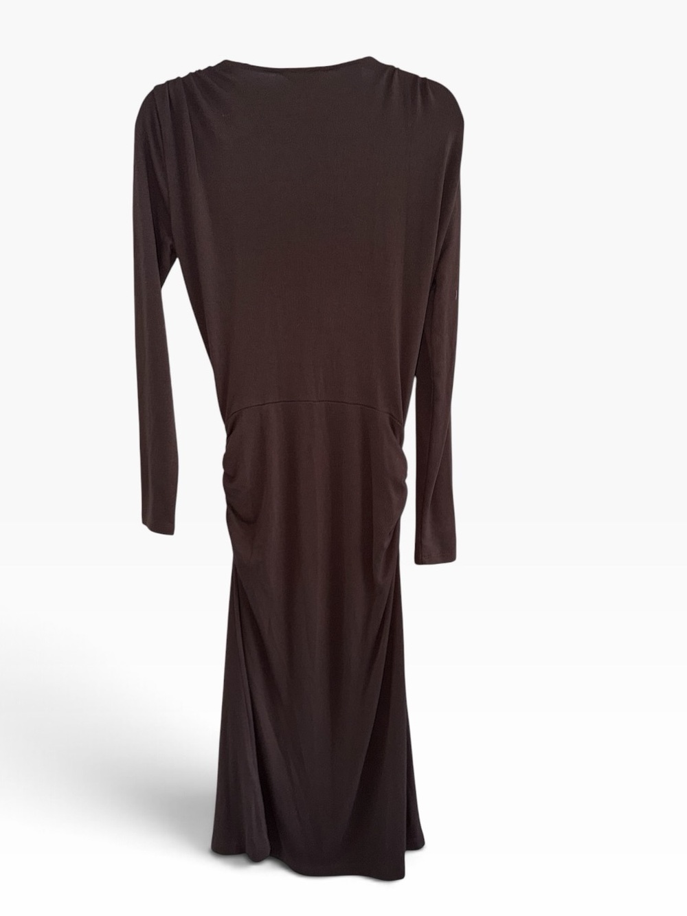 Banana Republic Brown Soft Luxe Long Sleeve Ruched Midi Dress size Small - Picture 5 of 10